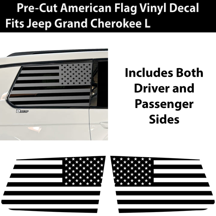 American Flag Window Vinyl Decal Stickers Fits Jeep Grand Cherokee L 2021 - 2025Blue Pink Red Green Line - Bogar Tech Designs