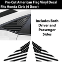 American Flag Rear Side Quarter Window Precut Decals Fits Honda Civic Hatchback 2022 2023 2024