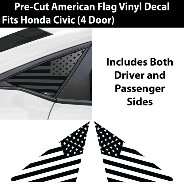 American Flag Rear Side Quarter Window Precut Decals Fits Honda Civic Hatchback 2022 2023 2024