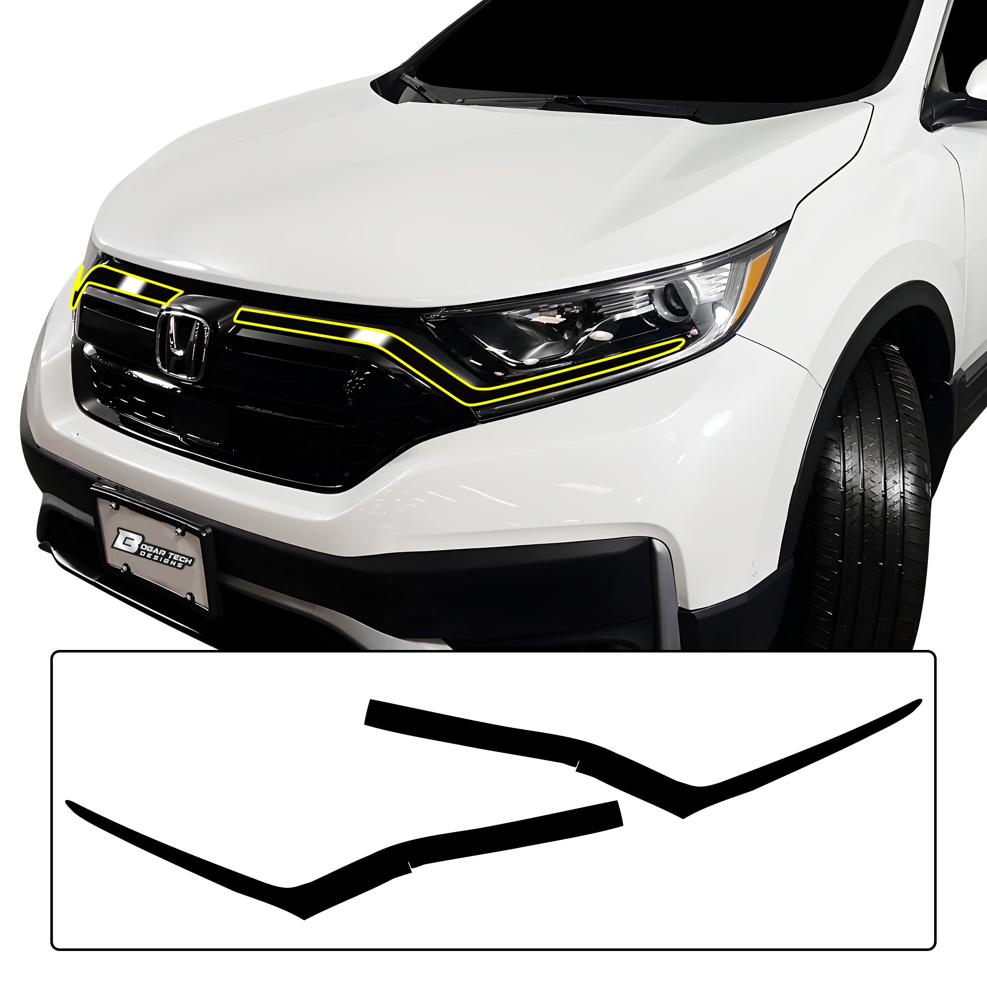 Vinyl Chrome Delete Wheel Sides Front Rear Trunk Trim Blackout Decal Stickers Overlay Film Fits Honda CR - V 2017 - 2022 - Bogar Tech Designs