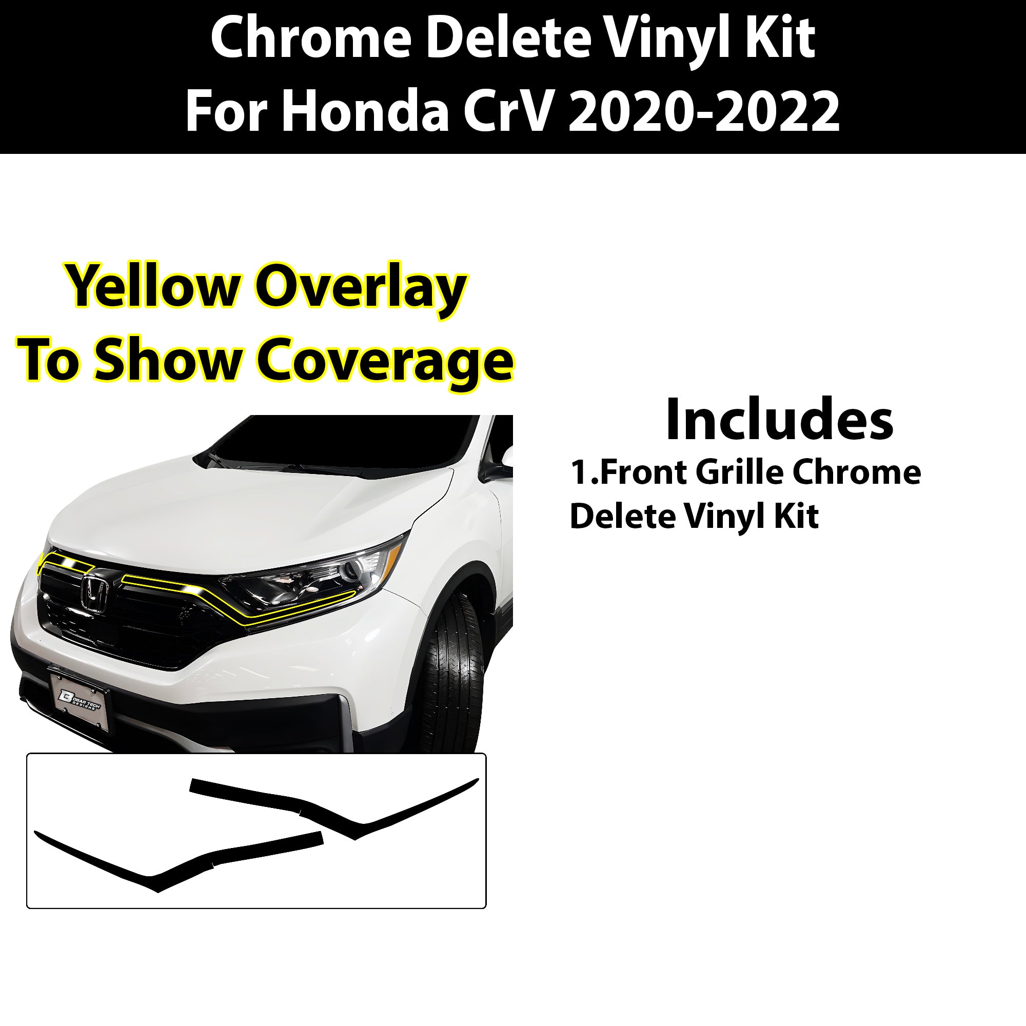 Vinyl Chrome Delete Wheel Sides Front Rear Trunk Trim Blackout Decal Stickers Overlay Film Fits Honda CR - V 2017 - 2022 - Bogar Tech Designs