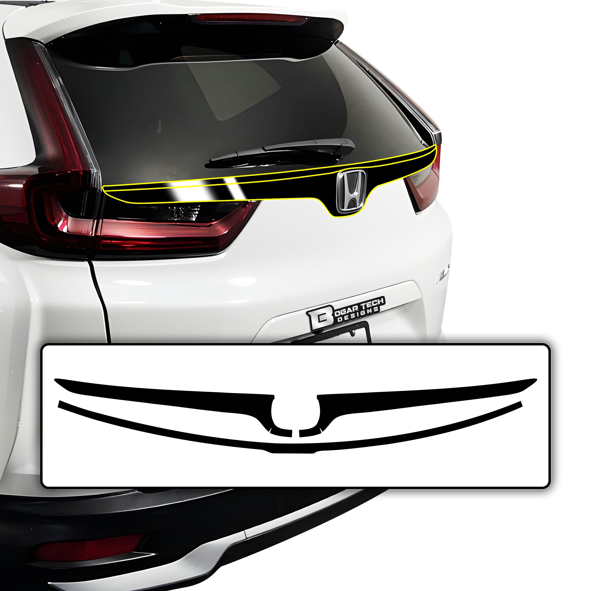 Vinyl Chrome Delete Wheel Sides Front Rear Trunk Trim Blackout Decal Stickers Overlay Film Fits Honda CR - V 2017 - 2022 - Bogar Tech Designs