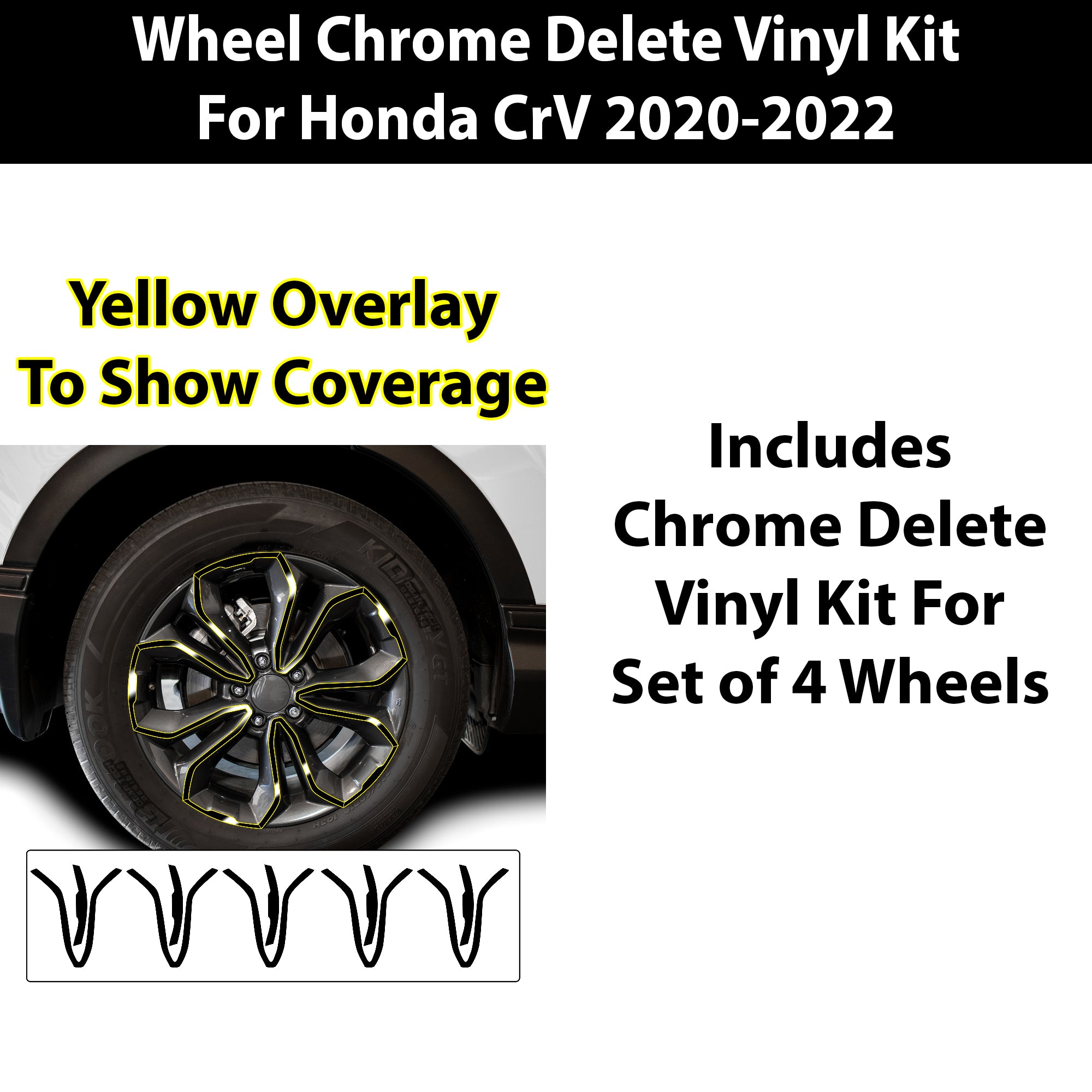 Vinyl Chrome Delete Wheel Sides Front Rear Trunk Trim Blackout Decal Stickers Overlay Film Fits Honda CR - V 2017 - 2022 - Bogar Tech Designs