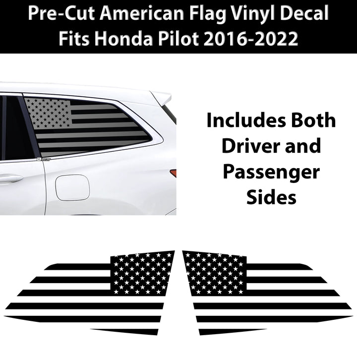 American Flag Window Vinyl Decal Stickers Fits Honda Pilot 2016 - 2022 - Bogar Tech Designs
