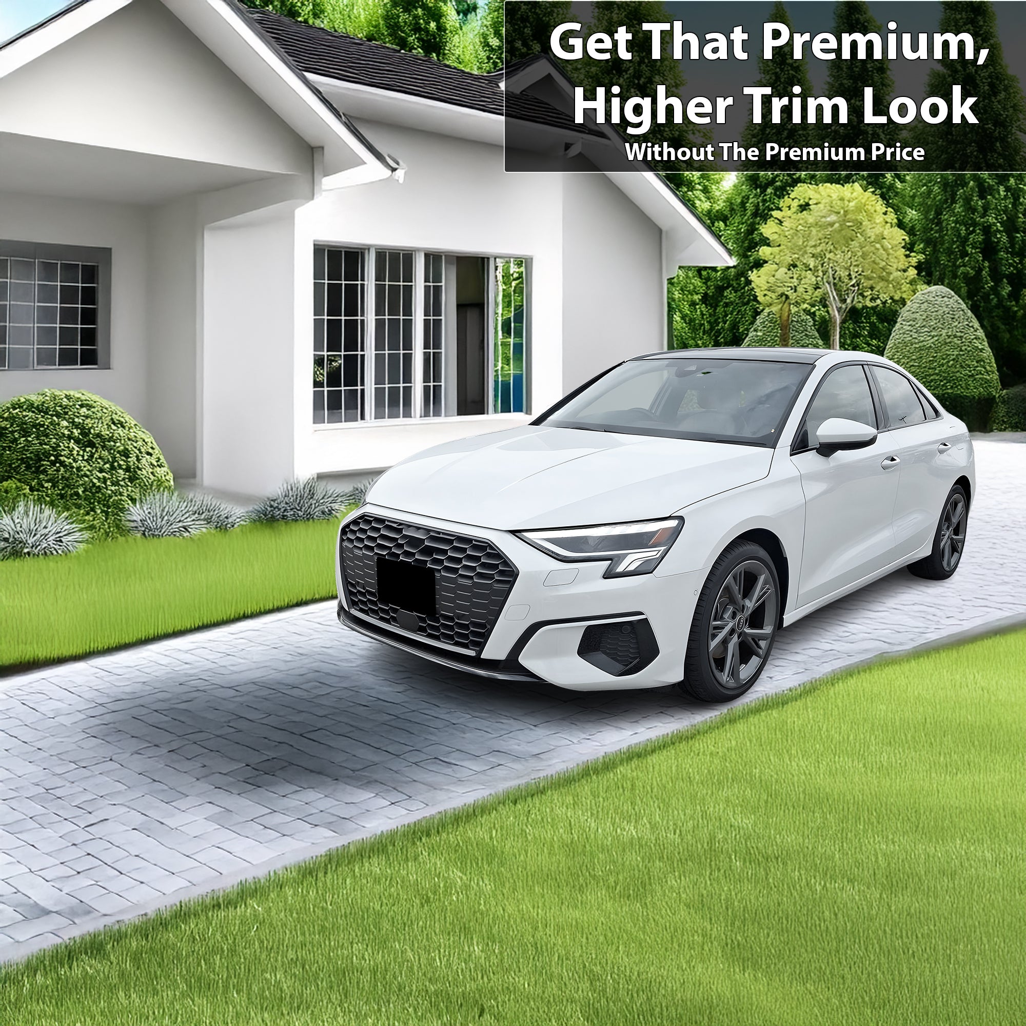 Vinyl Chrome Delete Grille Window Wheel Blackout Decal Stickers Overlay Film Fits Audi A3 2022 - 2025 - Bogar Tech Designs