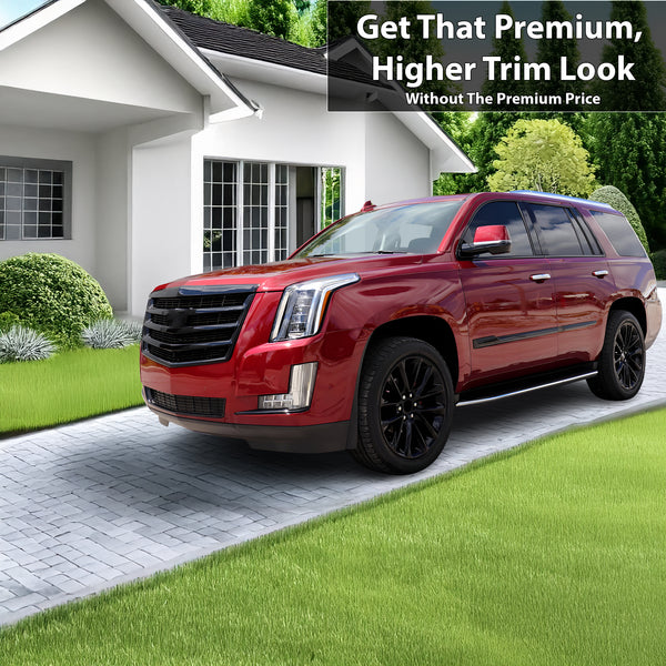 Vinyl Chrome Delete Grille Side Window Rear Blackout Decal Stickers Overlay Film Fits Cadillac Escalade 2015-2020