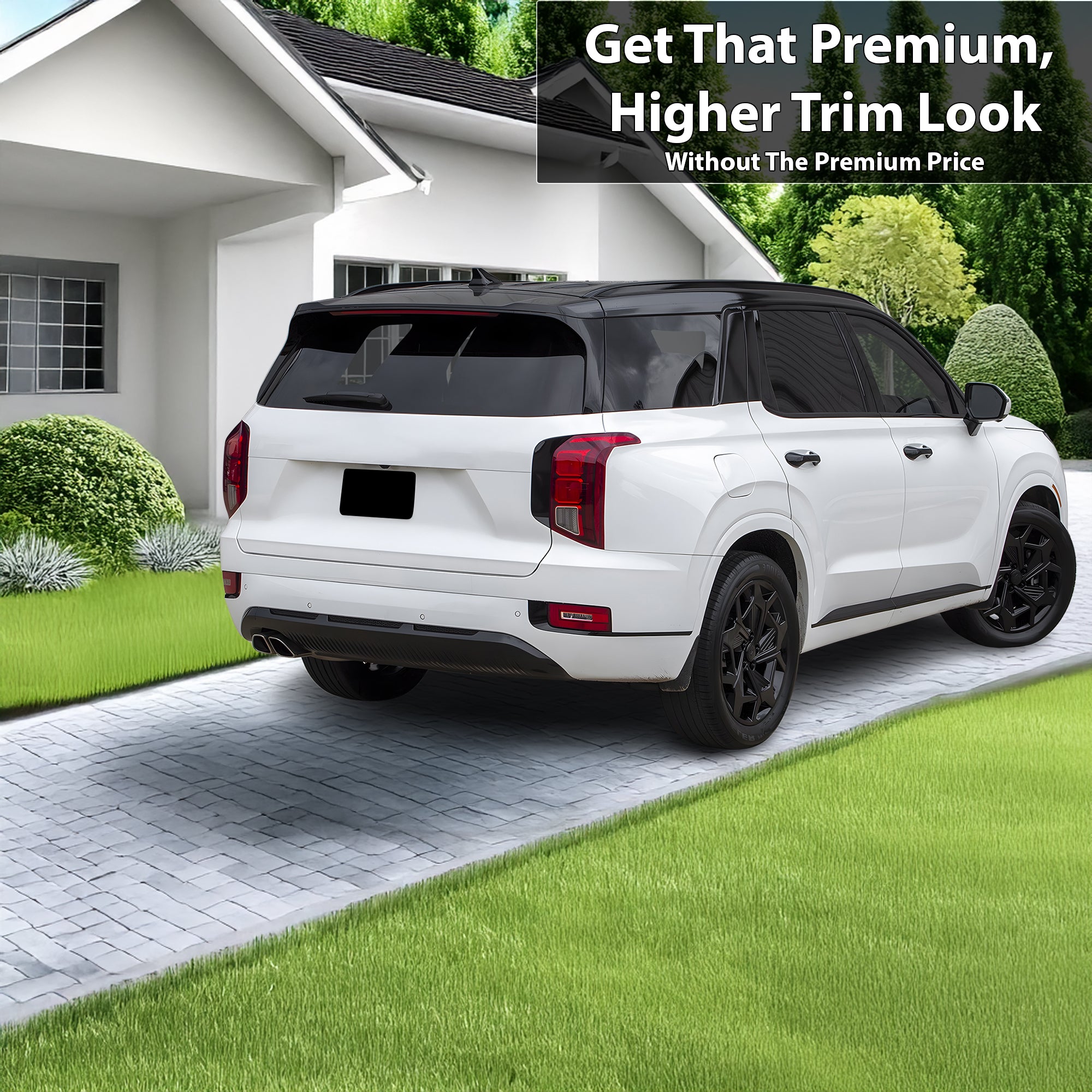 Side Window Skirt Vinyl Chrome Delete Trim Blackout Decal Stickers Overlay Film Fits Hyundai Palisade 2020 - 2025 - Bogar Tech Designs