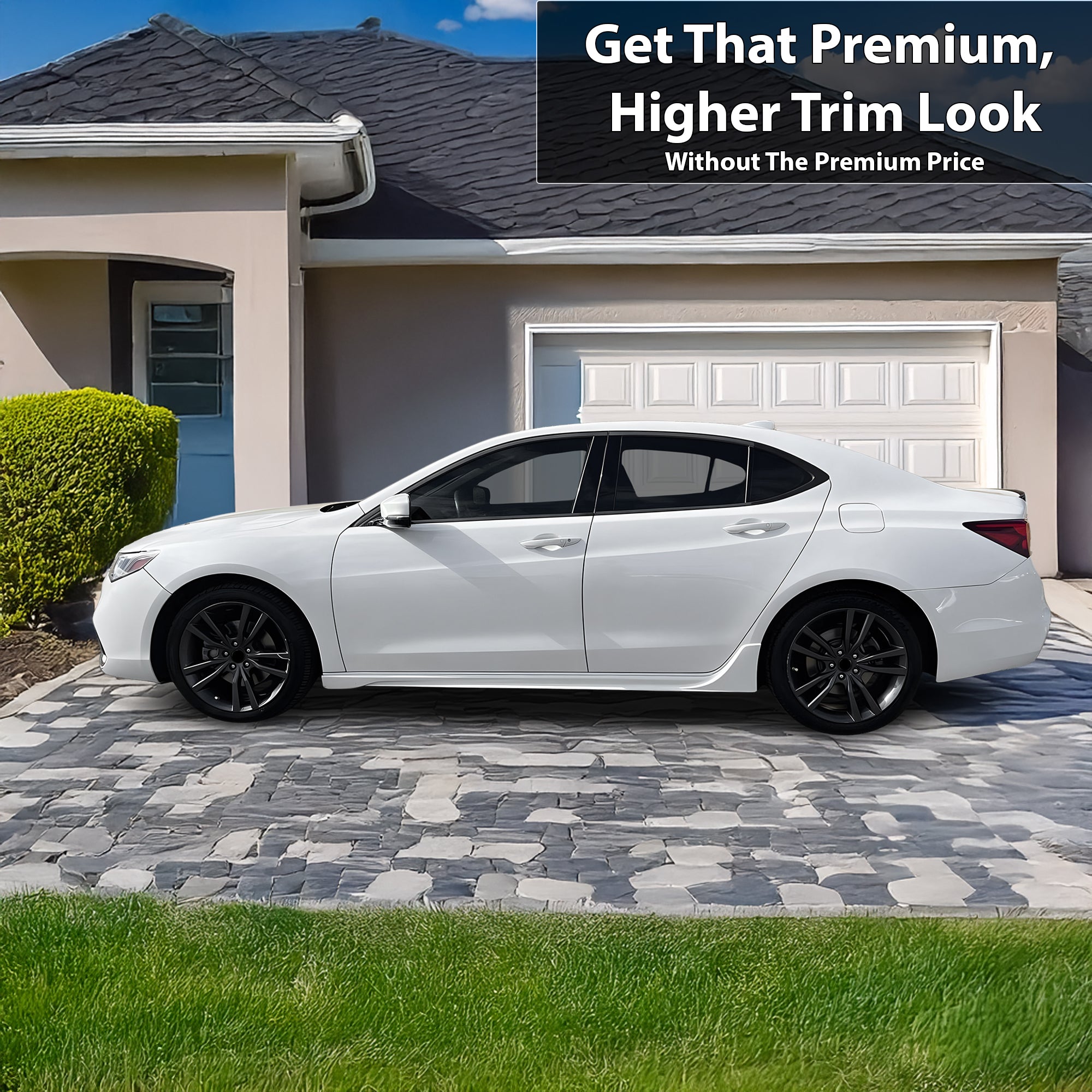 Vinyl Chrome Delete Side Window Front Bumper Rear Wheel Rim Trim Blackout Decal Stickers Overlay Film Fits Acura TLX 2015 - 2020 - Bogar Tech Designs