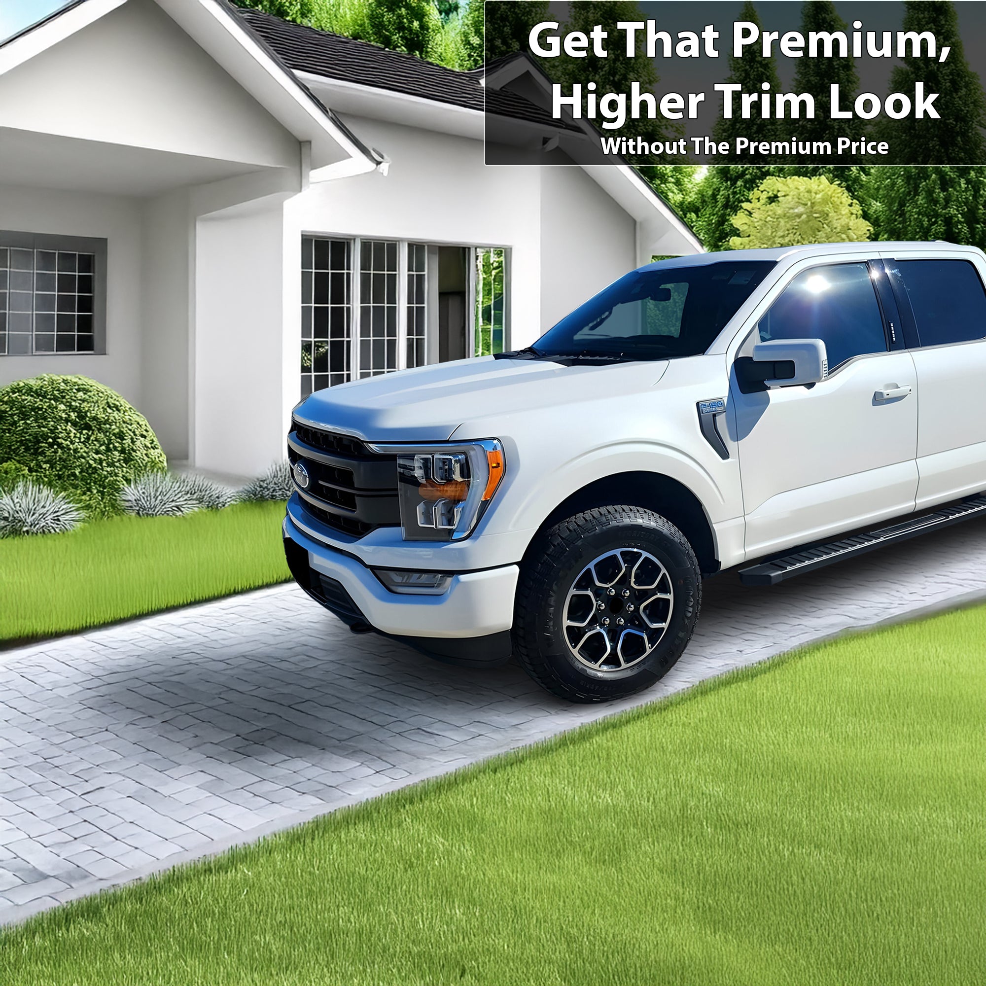 Vinyl Chrome Delete Grille Side Window Blackout Decal Stickers Overlay Film Fits Ford F - 150 2021 - 2025 - Bogar Tech Designs