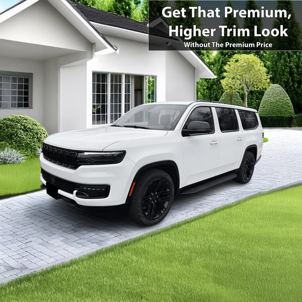 Vinyl Chrome Delete Grille Side Window Rear Blackout Decal Stickers Overlay Film Fits Jeep Wagoneer 2022-2025