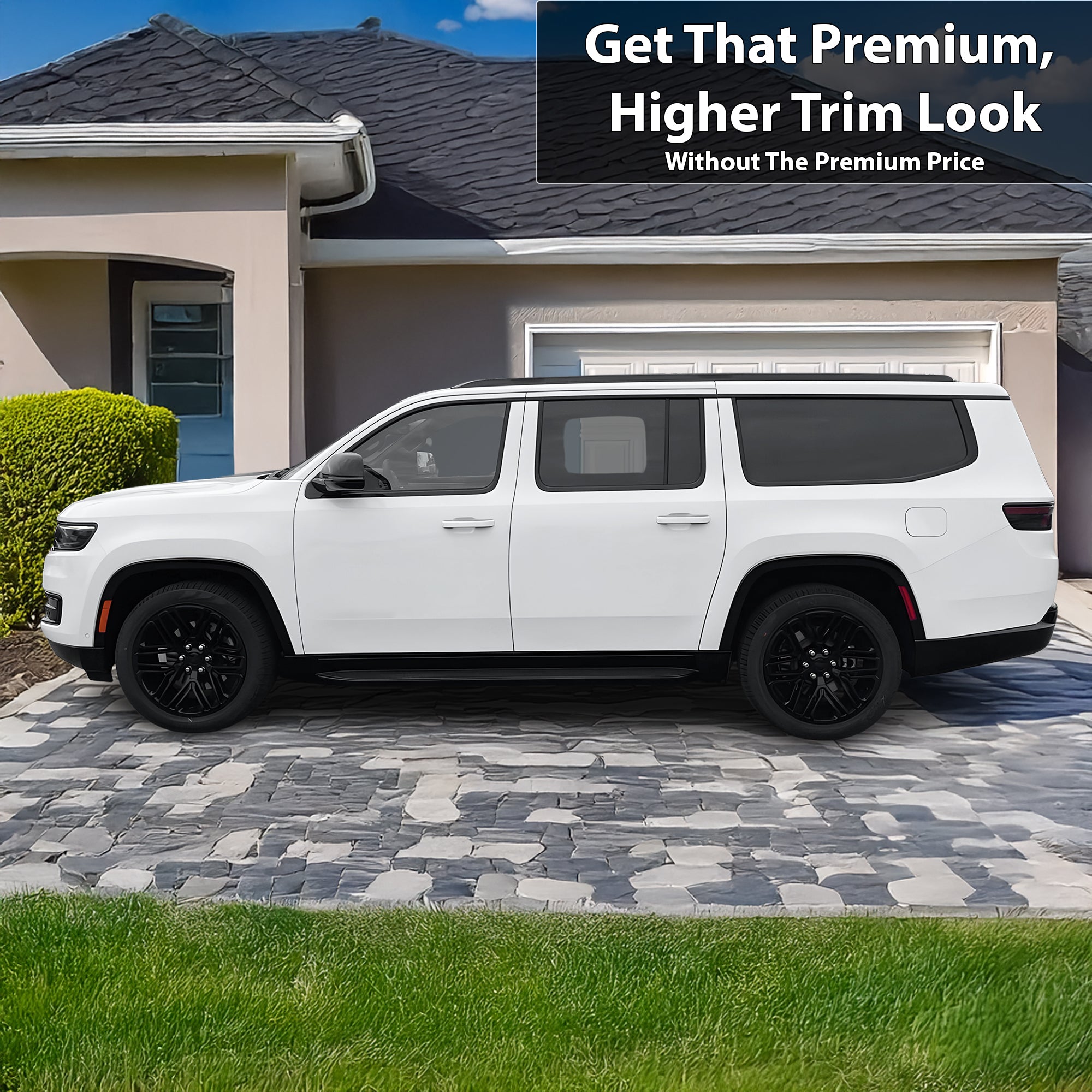 Vinyl Chrome Delete Grille Side Window Rear Blackout Decal Stickers Overlay Film Fits Jeep Wagoneer 2022 - 2025 - Bogar Tech Designs