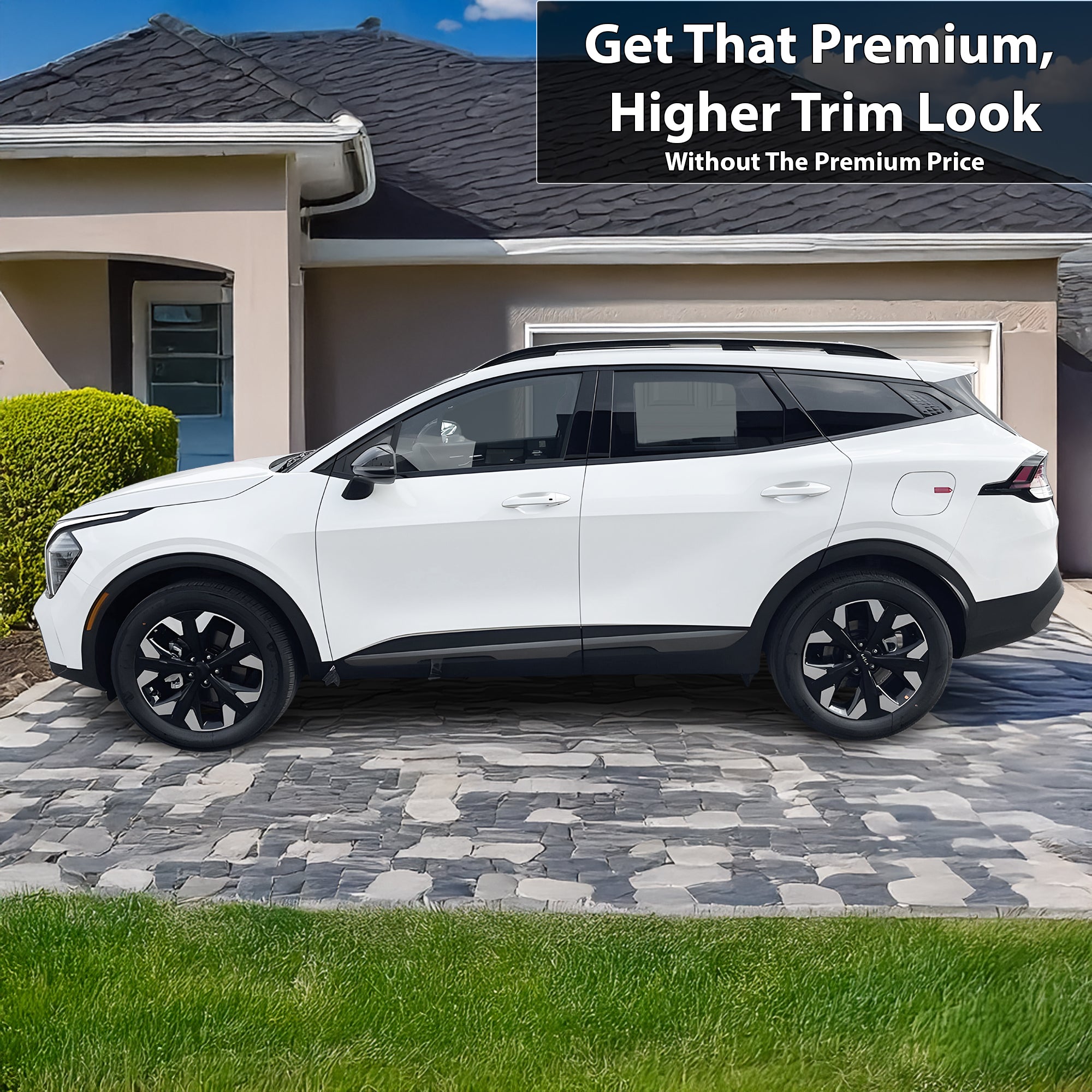 Vinyl Chrome Delete Wheel Sides Front Trim Blackout Decal Stickers Overlay Film Fits Kia Sportage 2023 - 2025 - Bogar Tech Designs