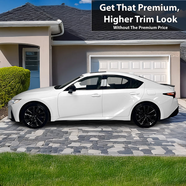 Vinyl Chrome Delete Side Window Front Rear Bumper Wheel Rim Trim Blackout Decal Stickers Overlay Film Fits Lexus IS 2021 - 2025 - Bogar Tech Designs