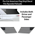 American Flag Quarter Window Vinyl Decal Stickers Fits Hyundai Palisade 2020-2024