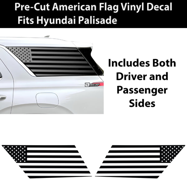 American Flag Quarter Window Vinyl Decal Stickers Fits Hyundai Palisade 2020-2024