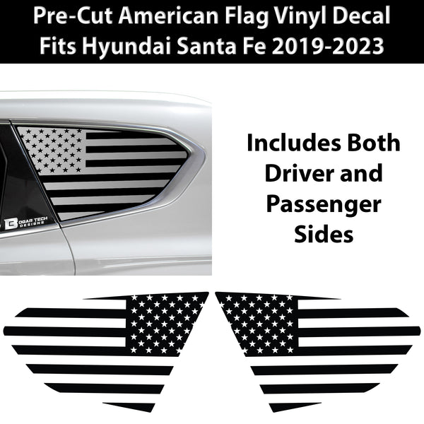 American Flag Rear Quarter Window Vinyl Decal Stickers Fits Hyundai Santa Fe 2019 - 2023 - Bogar Tech Designs