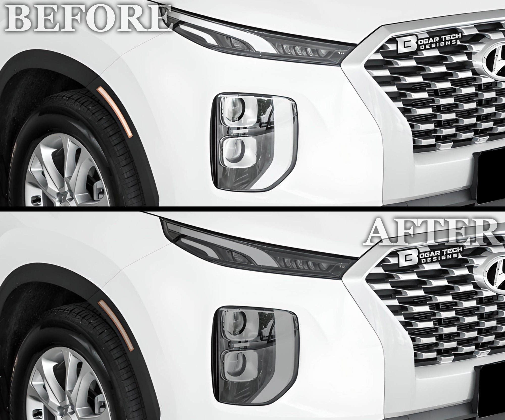 Full Headlight Taillight Precut Smoked PPF Tint Kit Film Overlay Fits Hyundai Palisade 2020 - 2025 - Bogar Tech Designs