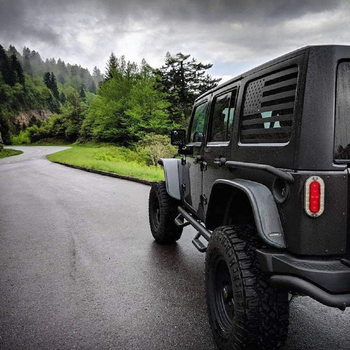 American Flag Window Vinyl Decal Stickers Fits 4 Door Jeep Wrangler JLU 2018 - 2025 - Bogar Tech Designs