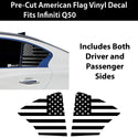 American Flag Rear Side Window Vinyl Decal Stickers Fits Infiniti Q50 2016 - 2024 - Bogar Tech Designs