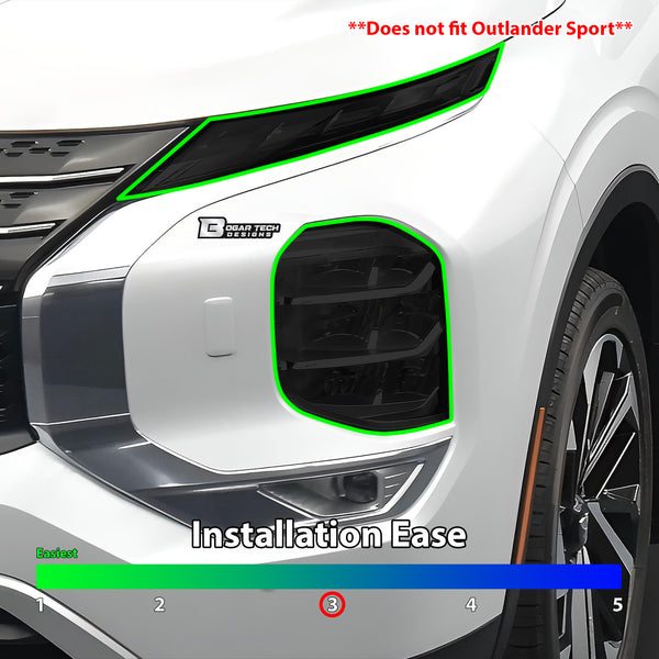 Full Headlight Taillight Precut Smoked PPF Tint Kit Film Overlay Fits Mitsubishi Outlander 2022 - 2025 - Bogar Tech Designs
