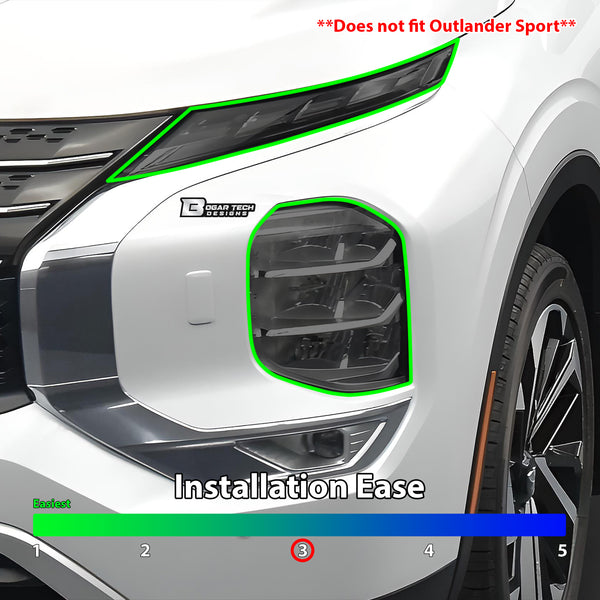 Full Headlight Taillight Precut Smoked PPF Tint Kit Film Overlay Fits Mitsubishi Outlander 2022 - 2025 - Bogar Tech Designs
