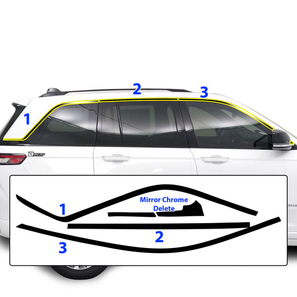 Window Vinyl Chrome Delete Trim Blackout Decal Stickers Overlay Film Fits Jeep Grand Cherokee 2022 2023 2024 2025
