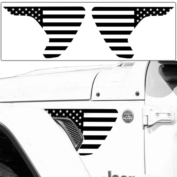 Precut Side Fender Vent American Flag Vinyl Decal Stickers Fits Jeep Wrangler 2018 - 2025and Gladiator 2018 - 2025 - Bogar Tech Designs