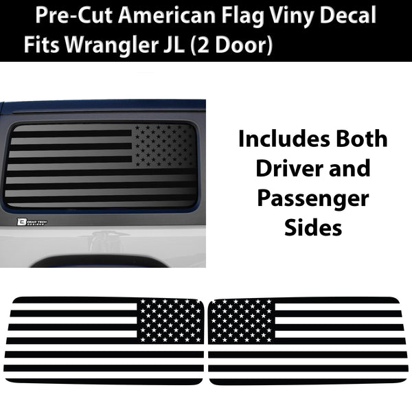 American Flag Window Vinyl Decal Stickers Fits Jeep Wrangler JL 2 Door 2018 - 2025Blue Red Pink Green Line - Bogar Tech Designs