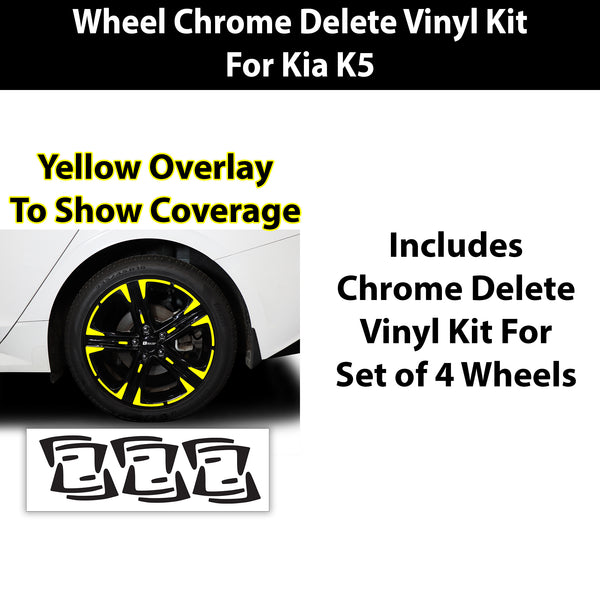 Wheel Rim Vinyl Chrome Delete Trim Blackout Decal Stickers Overlay Film Fits Kia K5 2021-2025