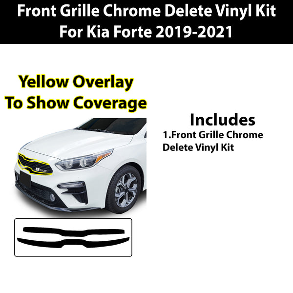 Vinyl Chrome Delete Wheel Front Bumper Grille Trim Blackout Decal Stickers Overlay Film Fits Kia Forte 2019-2024