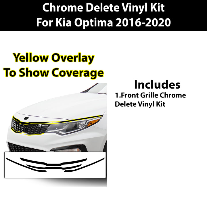 Vinyl Chrome Delete Wheel Sides Front Rear Bumper Trim Blackout Decal Stickers Overlay Film Fits Kia Optima 2016 - 2020 - Bogar Tech Designs