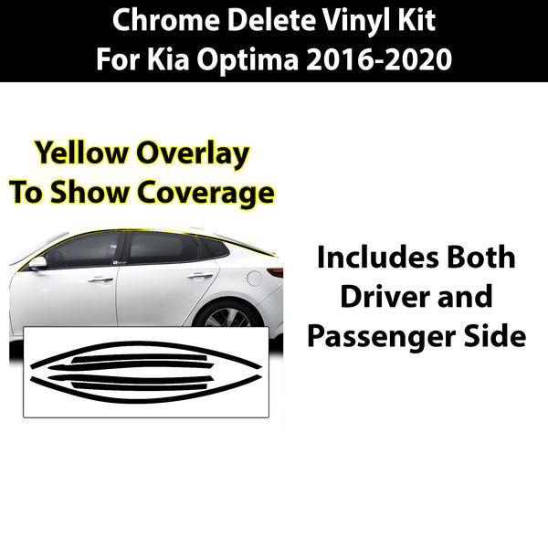 Vinyl Chrome Delete Wheel Sides Front Rear Bumper Trim Blackout Decal Stickers Overlay Film Fits Kia Optima 2016 - 2020 - Bogar Tech Designs