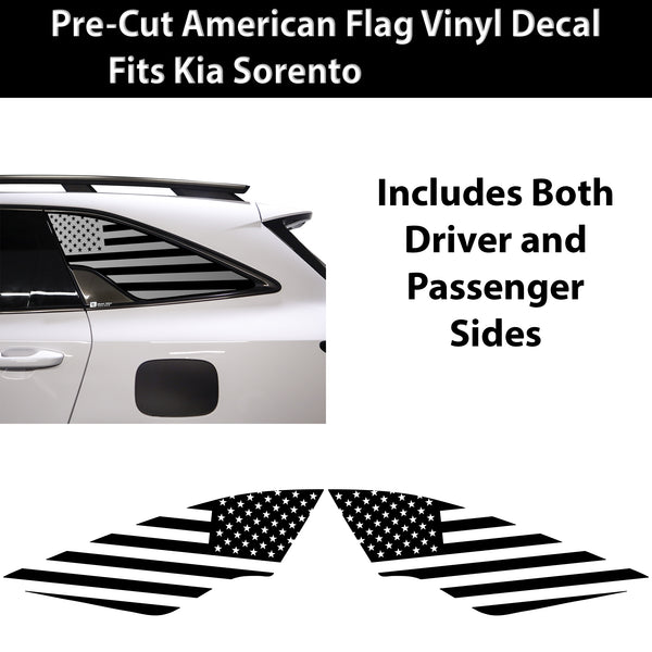American Flag Rear Quarter Window Vinyl Decal Stickers Fits Kia Sorento 2021 - 2025 - Bogar Tech Designs