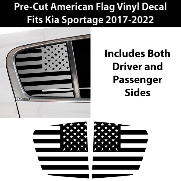 Quarter Window American Flag Vinyl Decal Stickers Fits Kia Sportage 2017 - 2022 - Bogar Tech Designs