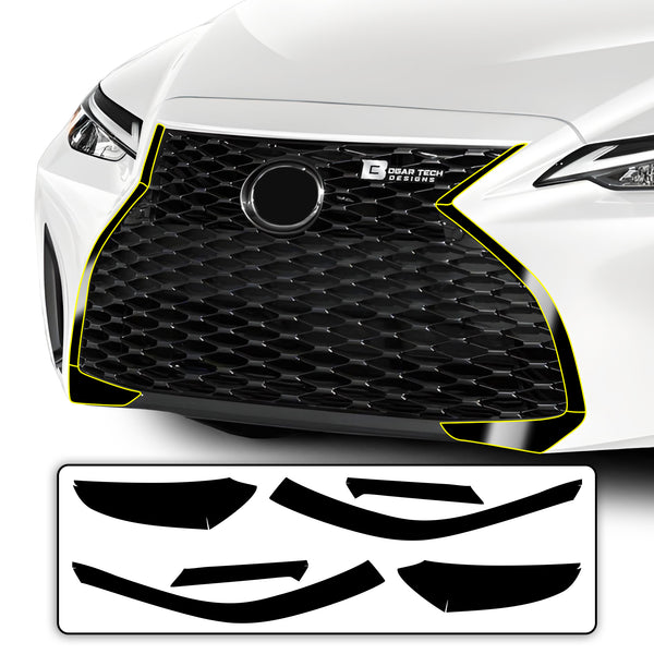 Vinyl Chrome Delete Side Window Front Rear Bumper Wheel Rim Trim Blackout Decal Stickers Overlay Film Fits Lexus IS 2021 - 2025 - Bogar Tech Designs