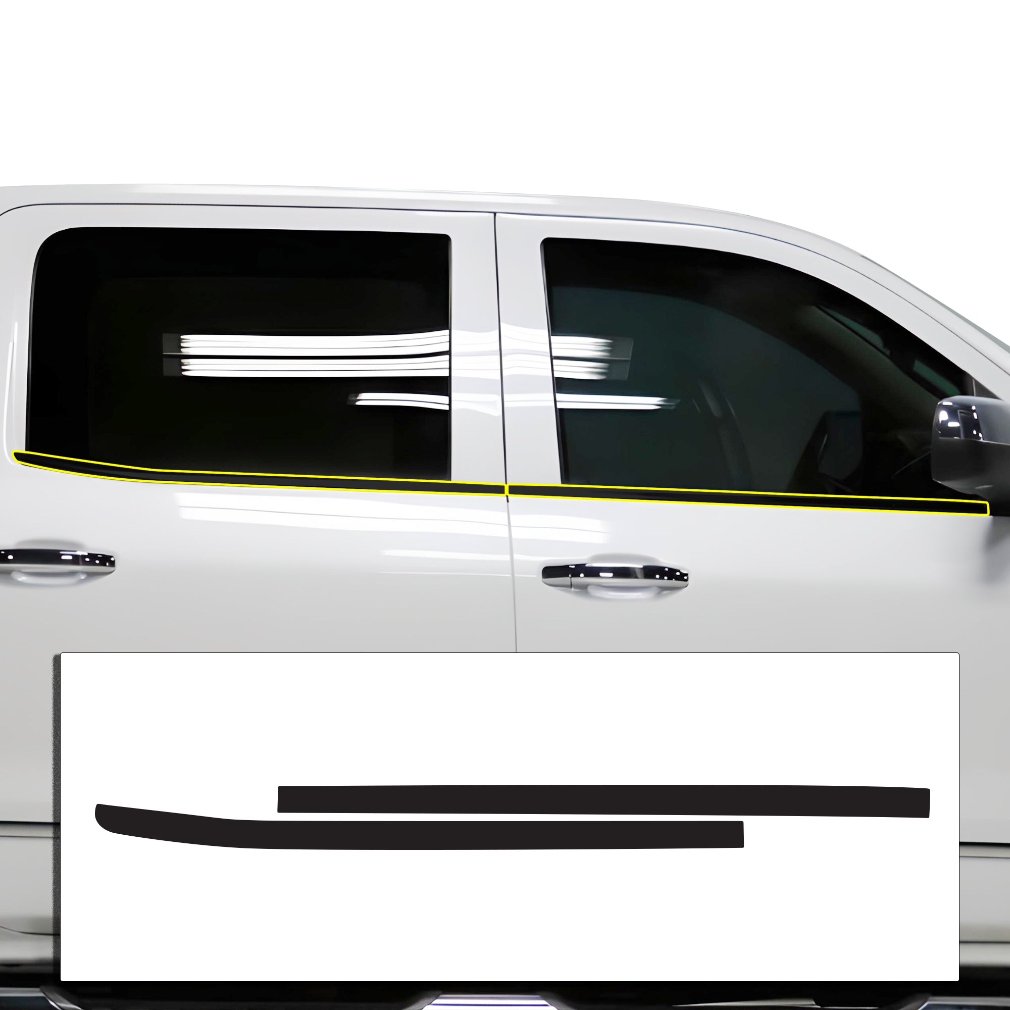 Vinyl Chrome Delete Grille Side Window Rear Blackout Decal Stickers Overlay Film Fits Chevy Silverado 1500 2014 - 2018 - Bogar Tech Designs