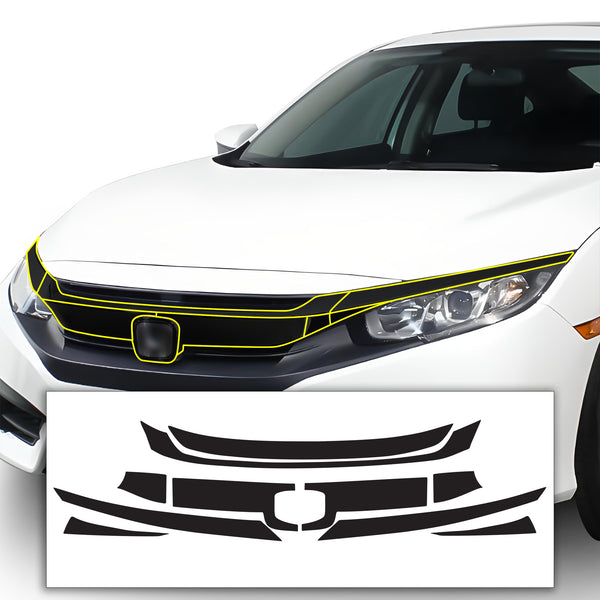 Vinyl Chrome Delete Grille Side Wheel Window Blackout Decal Stickers Overlay Film Fits Honda Civic 2016 - 2021 - Bogar Tech Designs