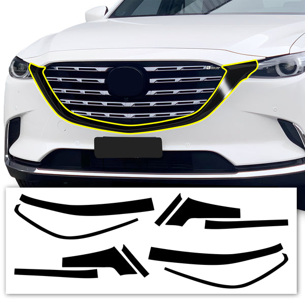 Vinyl Chrome Delete Wheel Rim Front Grille Trim Blackout Decal Stickers Overlay Film Fits Mazda CX-9 2016-2023