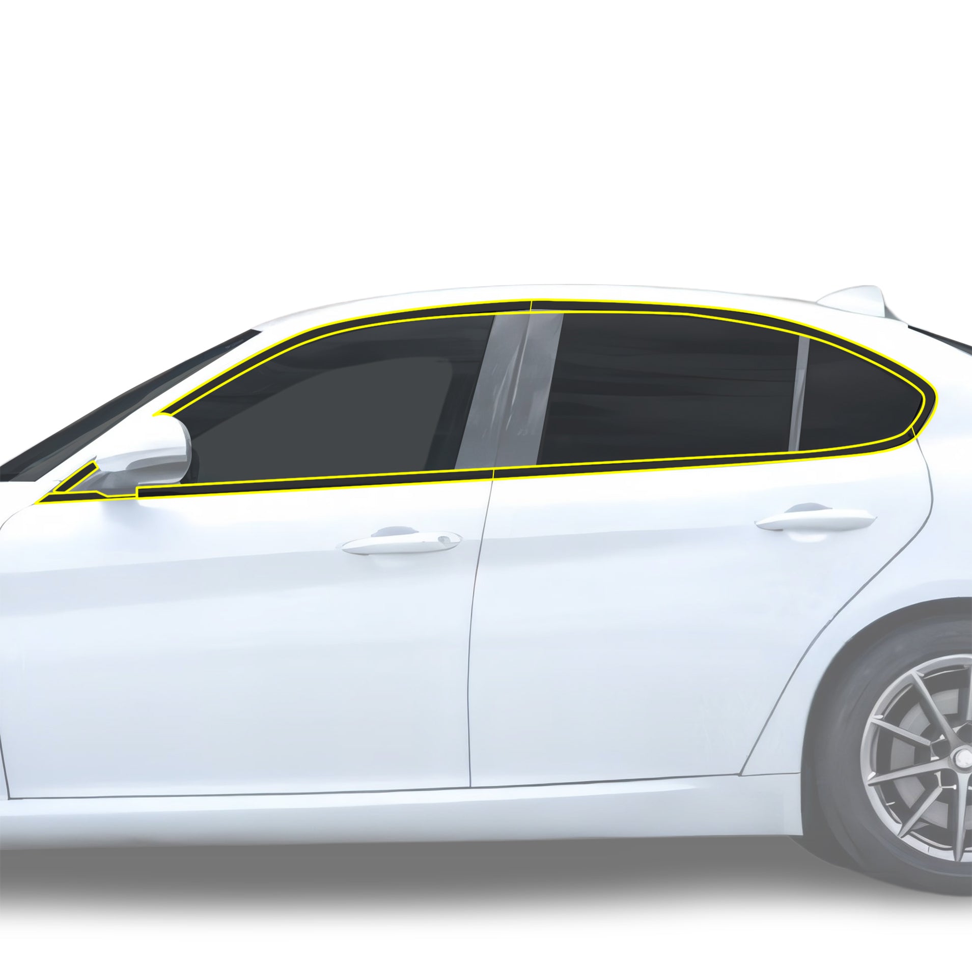 Alfa Romeo Giulia 2016-2026 Blackout Chrome Delete Kit - Precut Gloss Black Vinyl Overlays
