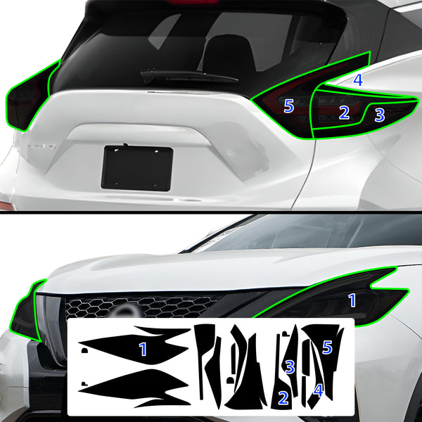 Full Headlight Taillight Precut Smoked PPF Tint Kit Film Overlay Fits Nissan Murano 2015 - 2024 - Bogar Tech Designs