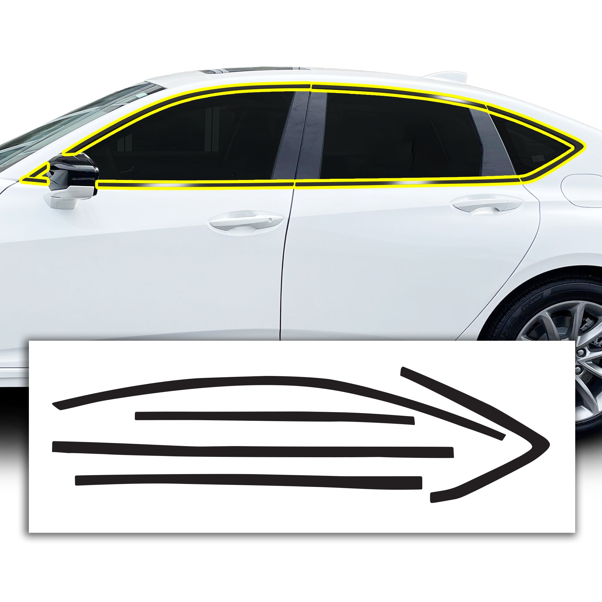 Vinyl Chrome Delete Grille Side Window Wheel Blackout Decal Stickers Overlay Film Fits Acura TLX 2021 - 2025 - Bogar Tech Designs