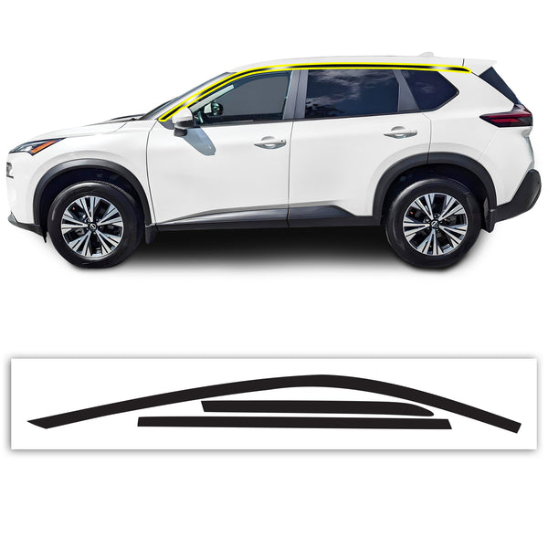 Vinyl Chrome Delete Wheel Sides Front Rear Bumper Trim Blackout Decal Stickers Overlay Film Fits Nissan Rogue 2021 - 2025 - Bogar Tech Designs