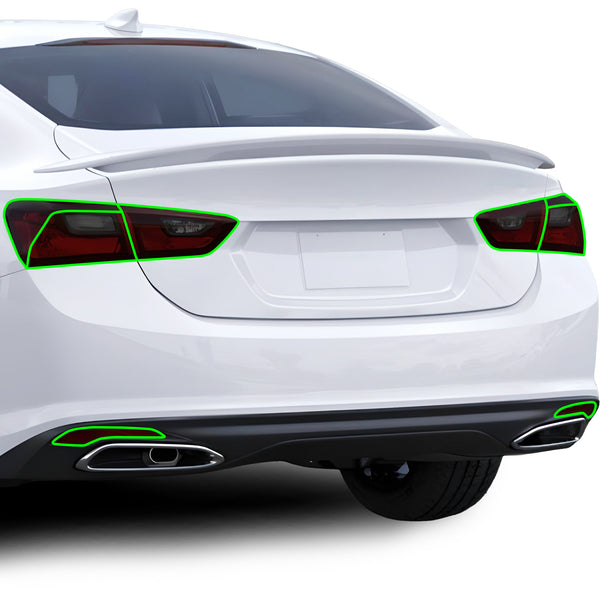 Full Headlight Taillight Precut Smoked PPF Tint Kit Film Overlay Fits Chevy Malibu 2016 - 2025 - Bogar Tech Designs