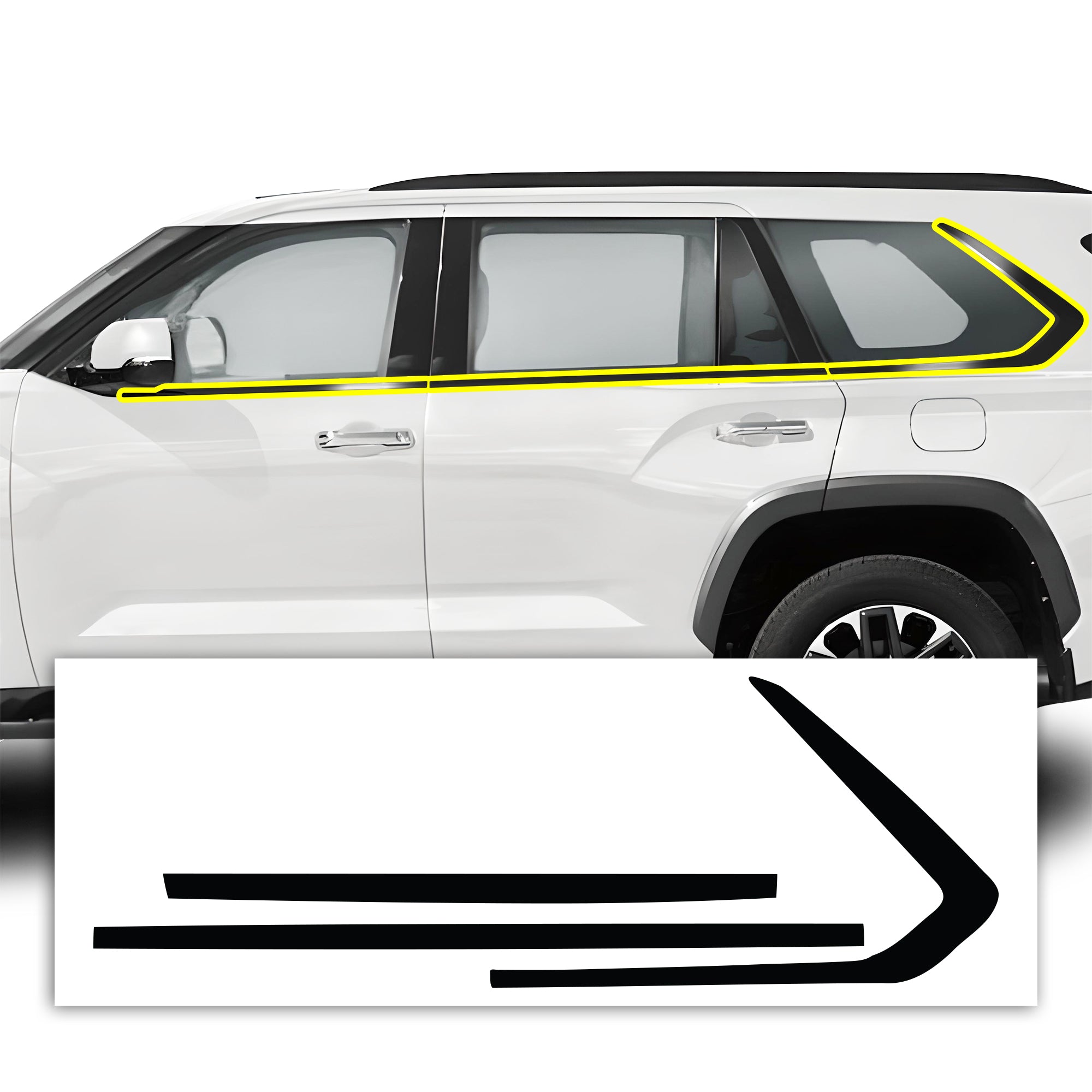 Vinyl Chrome Delete Grille Side Window Rear Wheel Blackout Decal Stickers Overlay Film Fits Toyota Sequoia 2023 - 2025 - Bogar Tech Designs