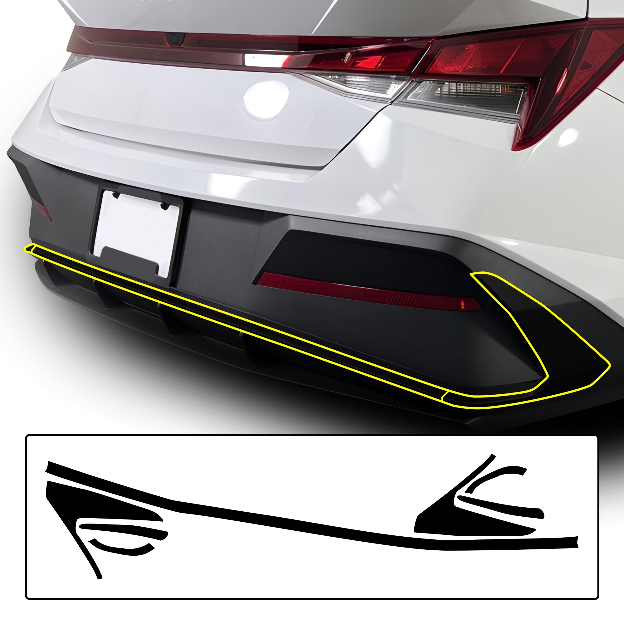 Vinyl Chrome Delete Front Rear Bumper Blackout Decal Stickers Overlay Film Fits Hyundai Elantra 2024 - 2025 - Bogar Tech Designs