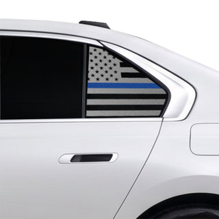 Buy thin-blue-line American Flag Quarter Window Decal for BMW 7 Series 2023-2026 – Precut Matte Black Vinyl