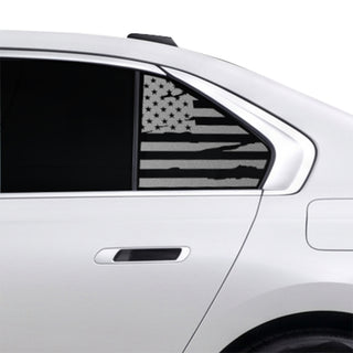 Buy distressed-black American Flag Quarter Window Decal for BMW 7 Series 2023-2026 – Precut Matte Black Vinyl