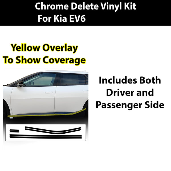 Vinyl Chrome Delete Wheel Sides Front Rear Bumper Trim Blackout Decal Stickers Overlay Film Fits Kia EV6 2022 - 2025 - Bogar Tech Designs