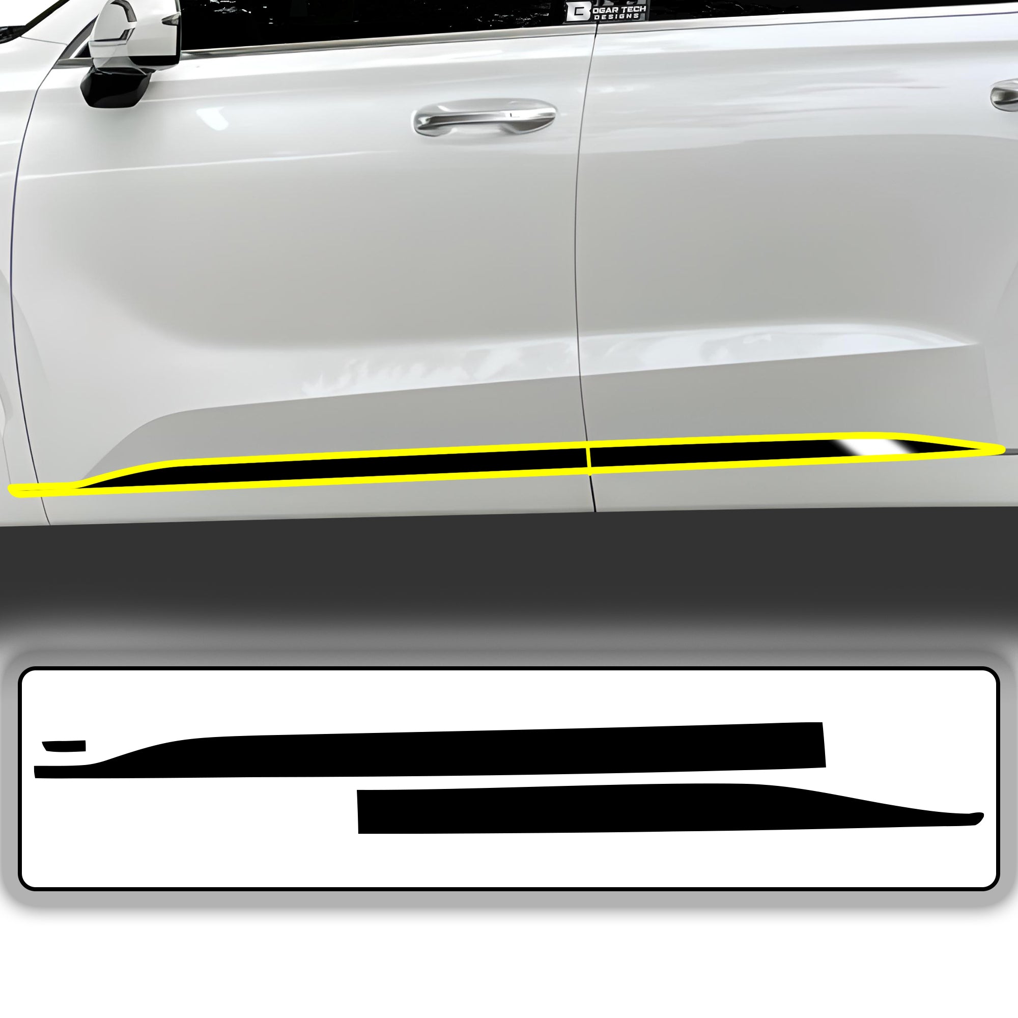 Side Window Skirt Vinyl Chrome Delete Trim Blackout Decal Stickers Overlay Film Fits Hyundai Palisade 2020 - 2025 - Bogar Tech Designs