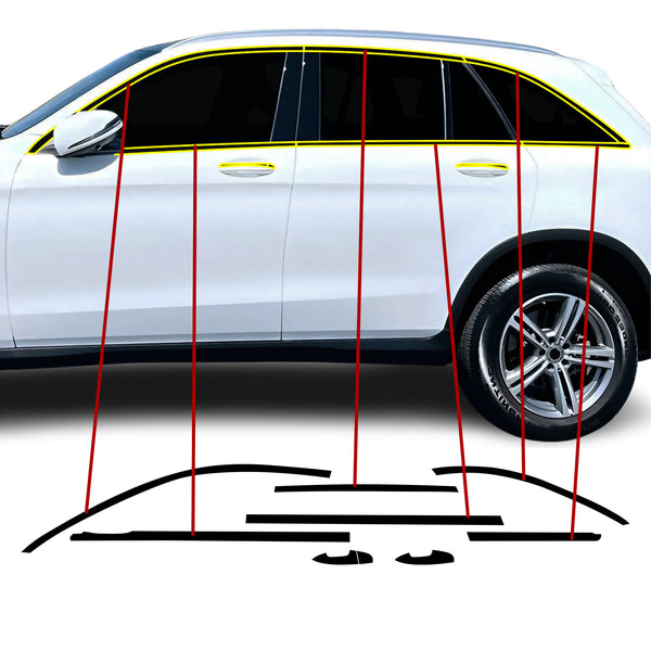 Fits Mercedes-Benz GLC-Class 2016-2022 Vinyl Chrome Delete Grille Blackout Decal Stickers Overlay Film